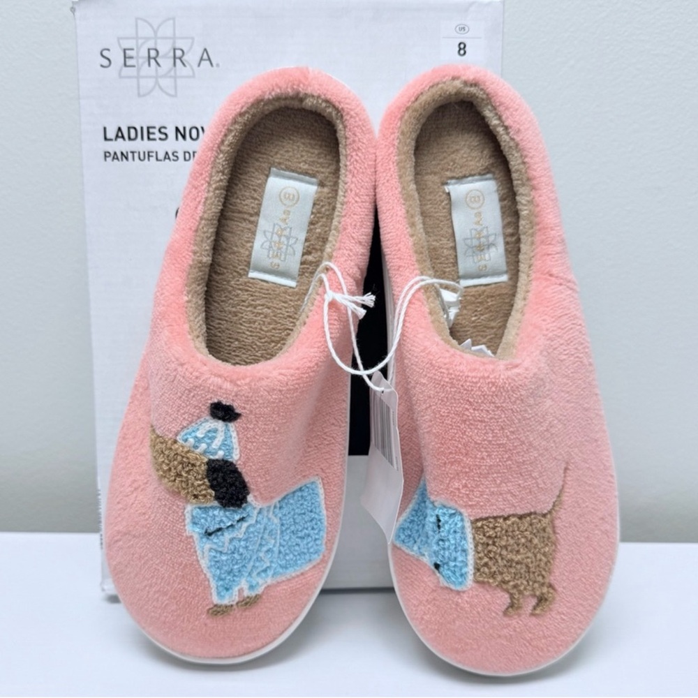 Serra Pink Plush Dachshund Slip-On Slippers - Picture 2 of 6
